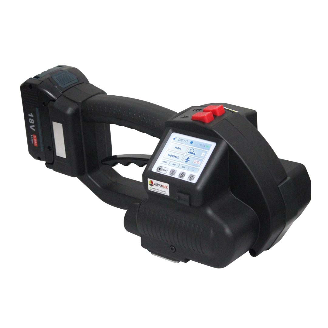 Arqueador elétrico a bateria para fita PET SPH-25A em fundo branco